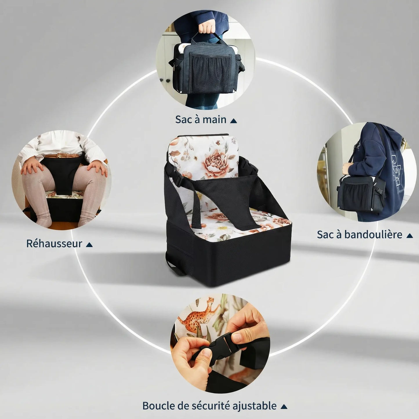 Rehausseur chaise enfant ventilé motif fleurs