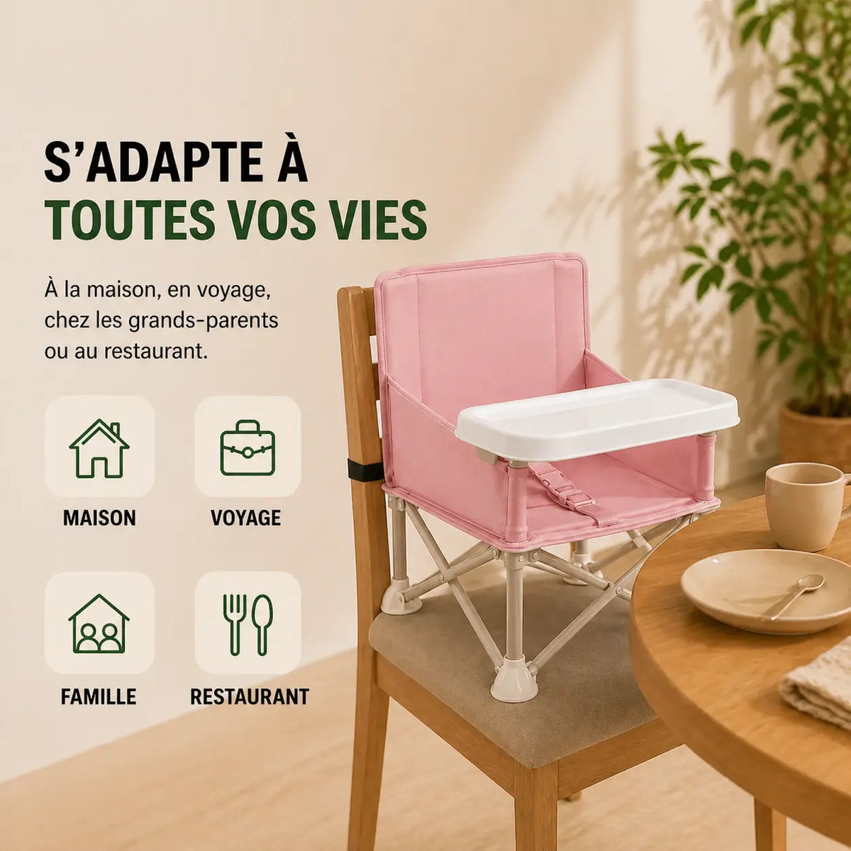 Rehausseur pliable repas rose format pliable visible vue 7