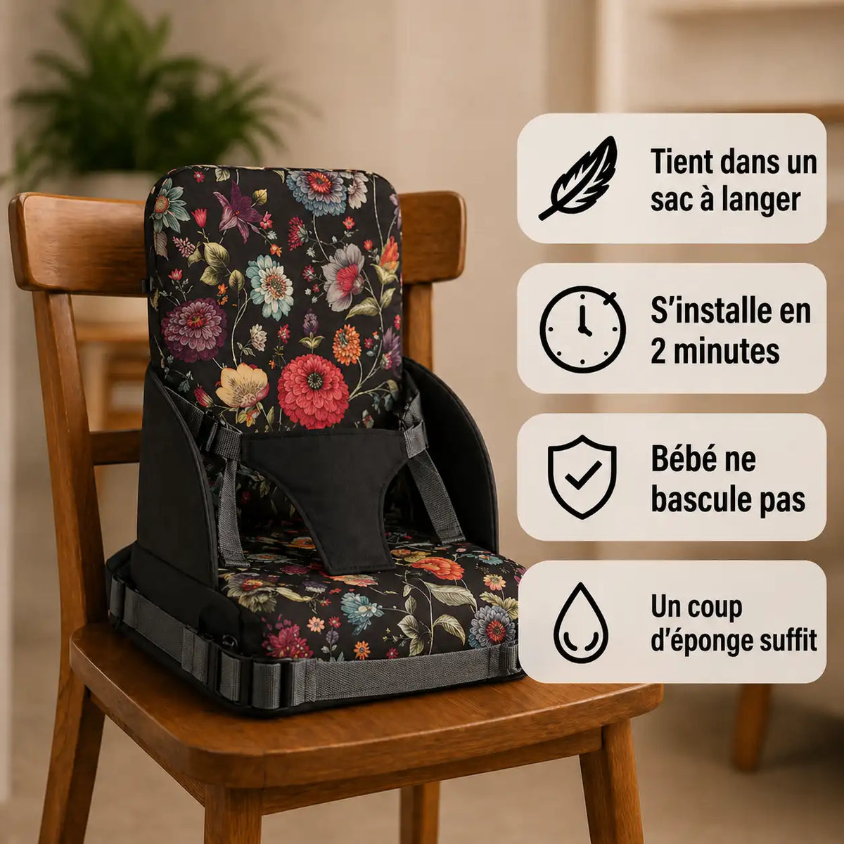 Rehausseur imperméable motif fleur détail du format