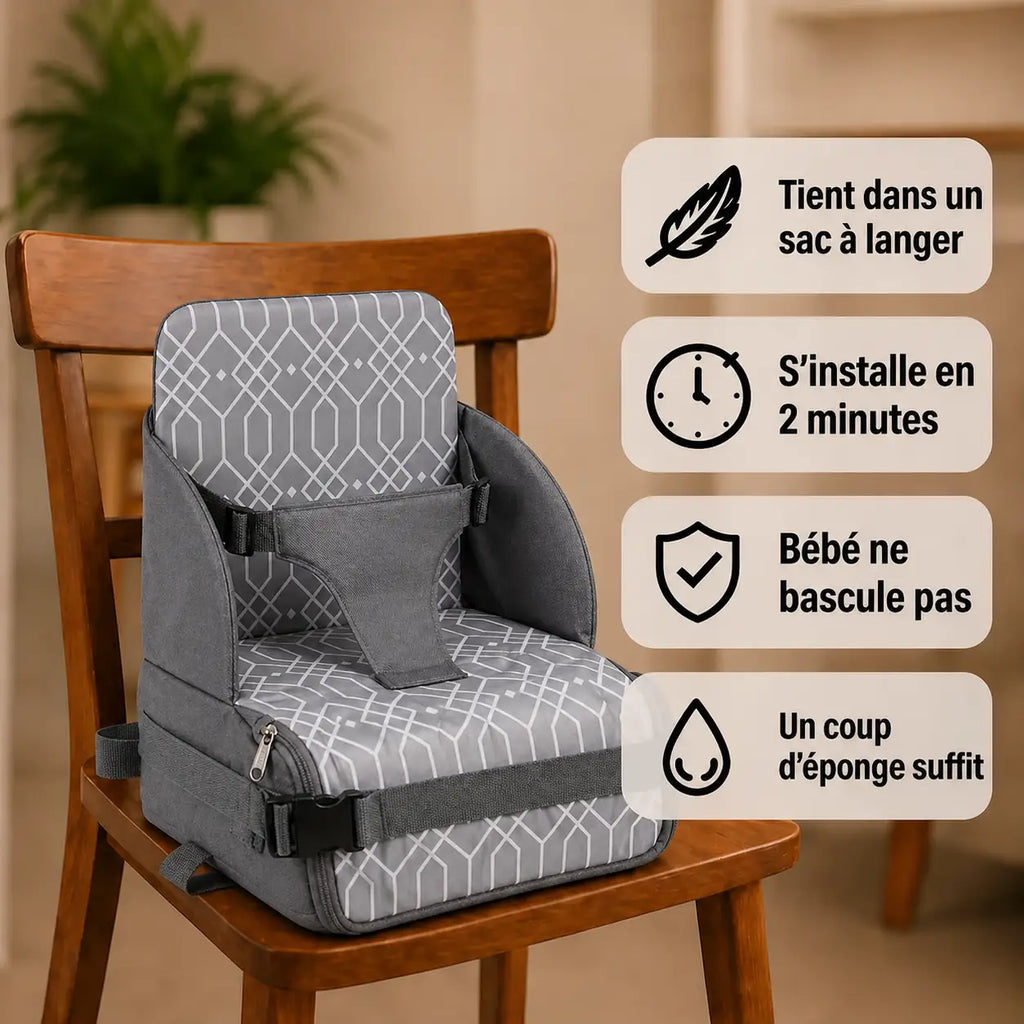 Rehausseur enfant rangement gris détail du format