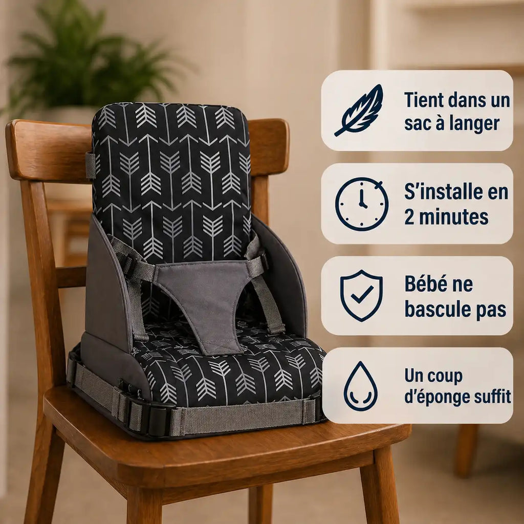 Rehausseur bébé flèche noir détail du format