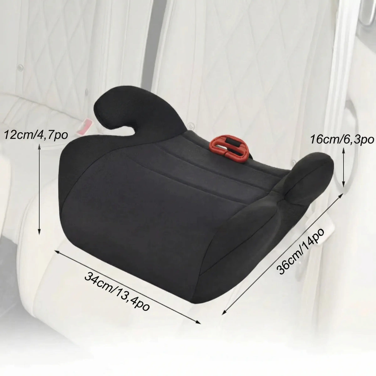 Rehausseur auto enfant compact noir détail du format