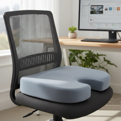 Coussin Rehausseur Adulte Gris Sur Chaise Bureau