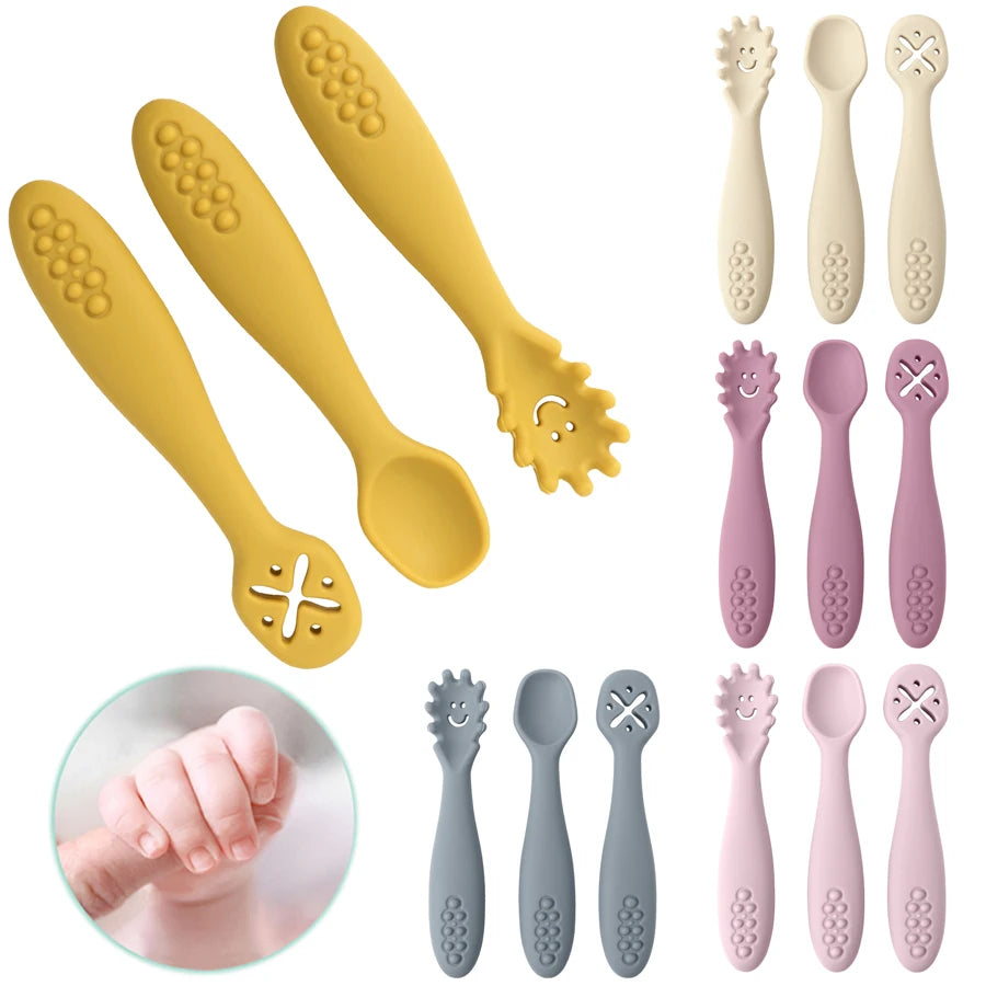 Cuillère silicone douce bébé coloris visibles vue 2
