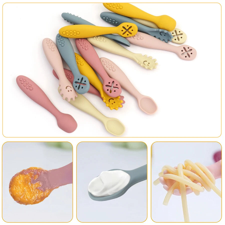 Cuillère silicone douce bébé détail du format