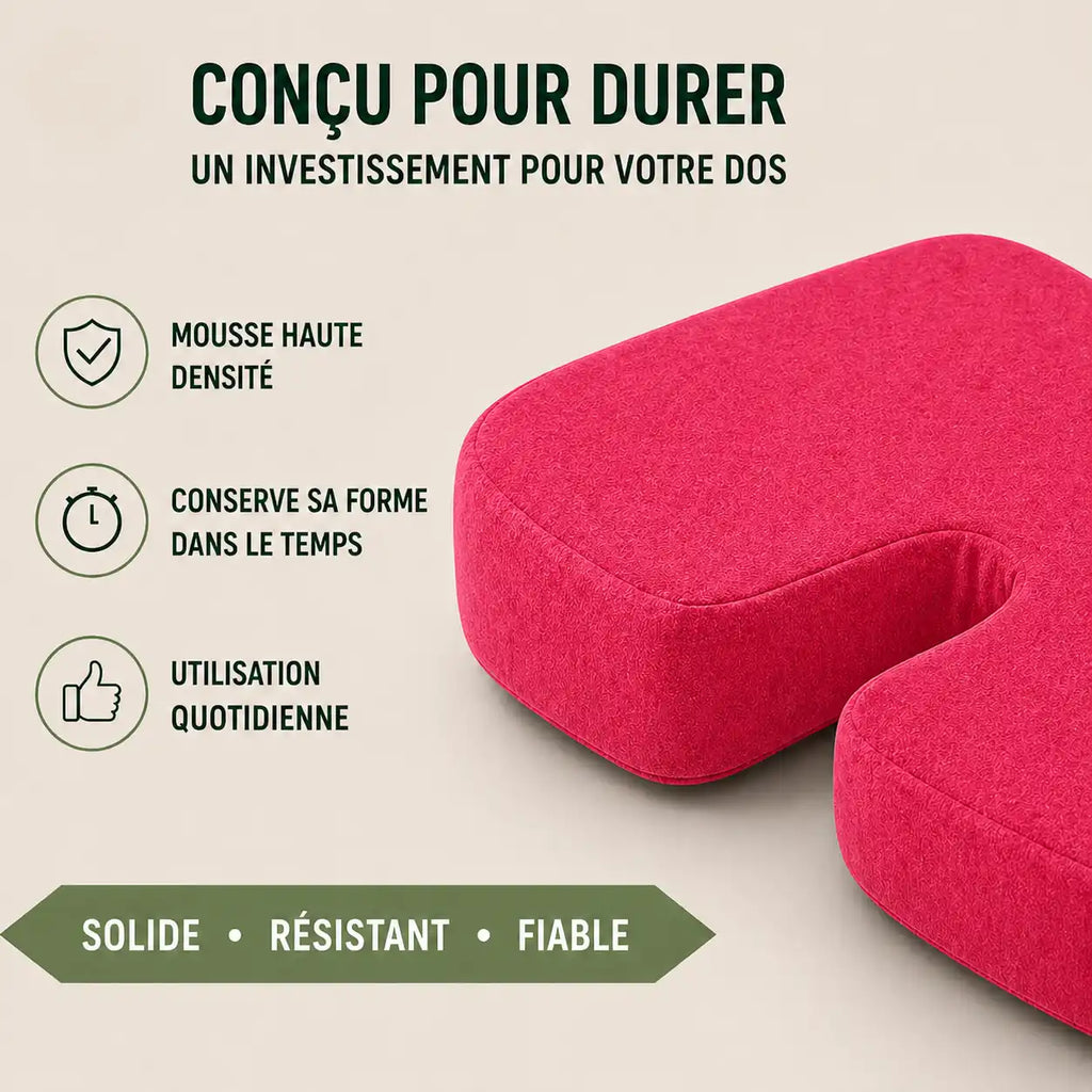 Coussin bureau respirant rose détail de la finition
