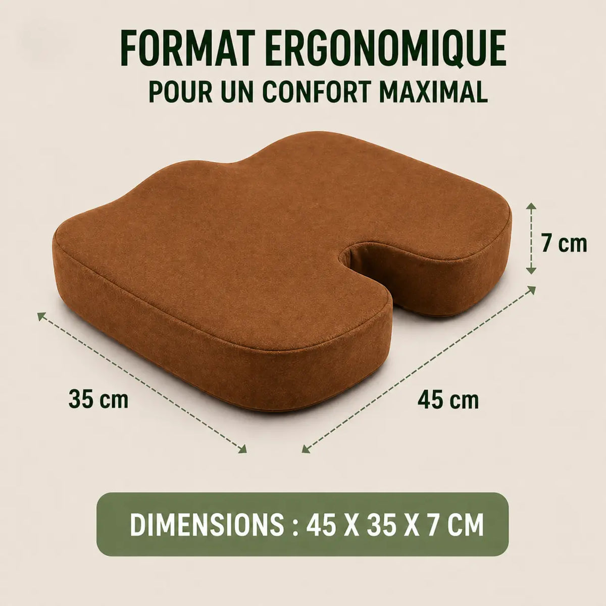 Coussin mémoire antidérapant marron vue secondaire