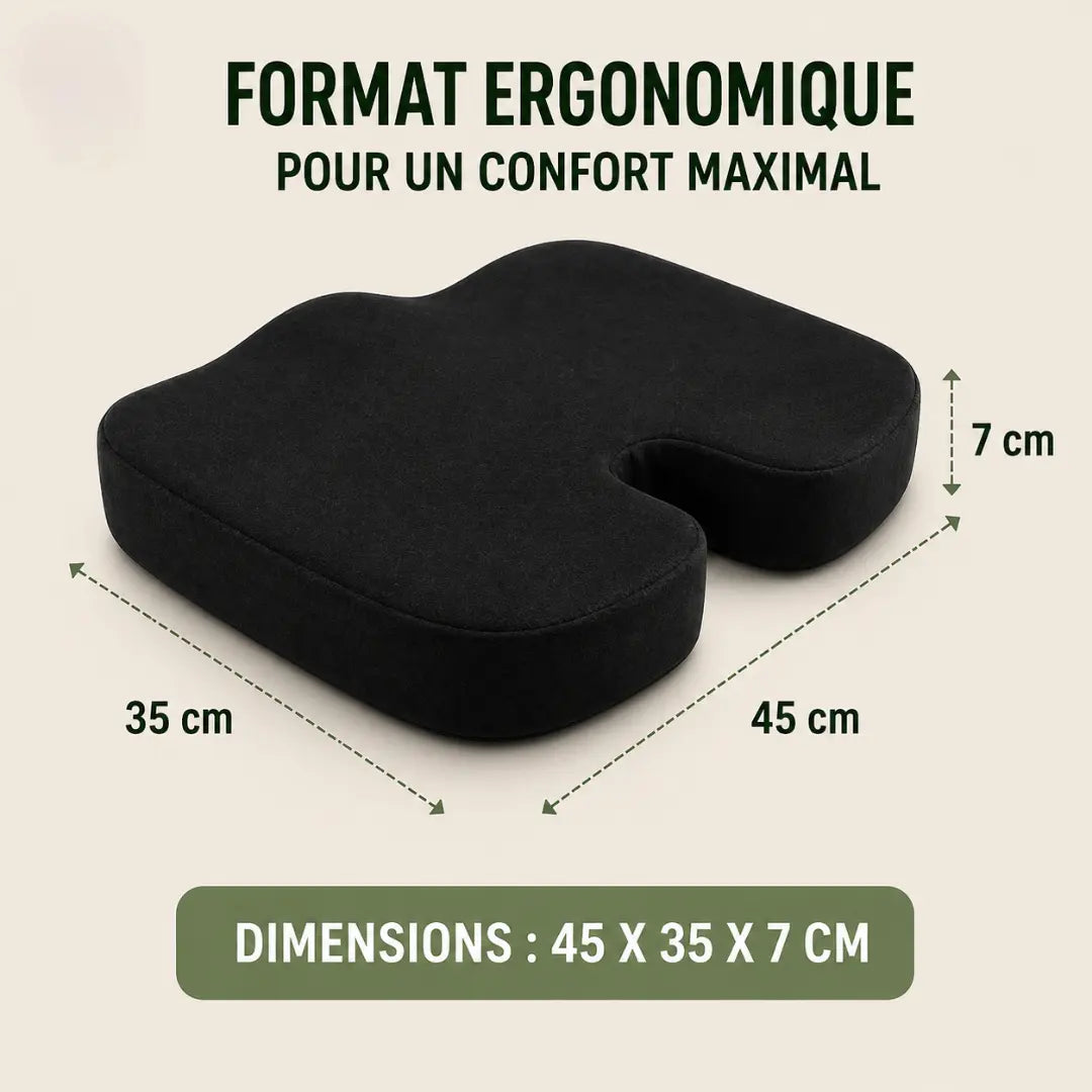 Coussin bureau gel rafraîchissant noir forme ergonomique visible vue 2