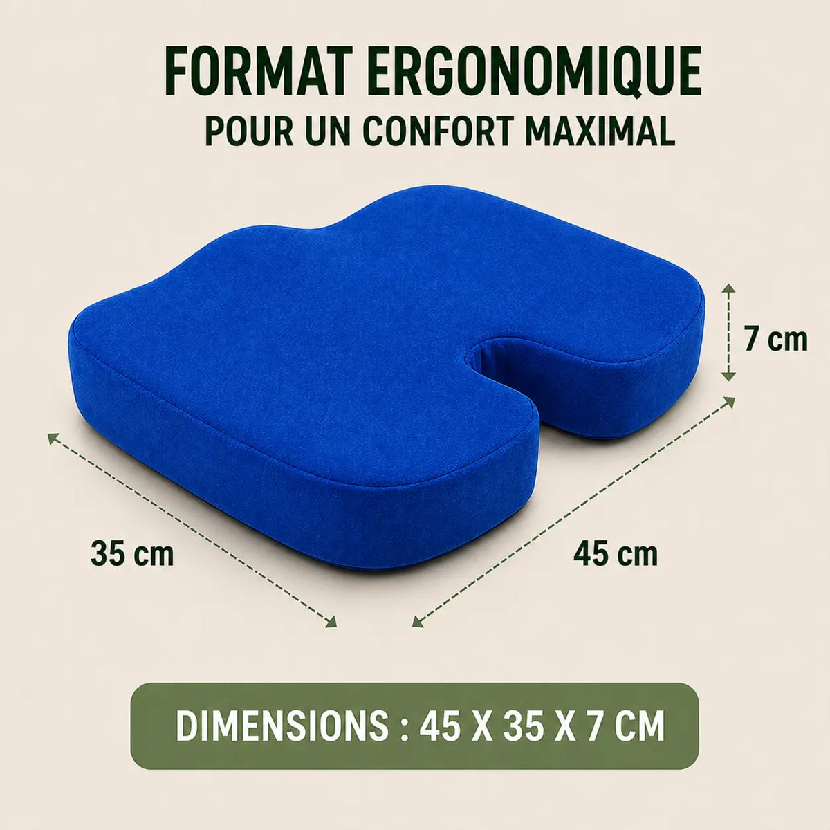 Coussin forme U coccyx bleu forme ergonomique visible vue 2