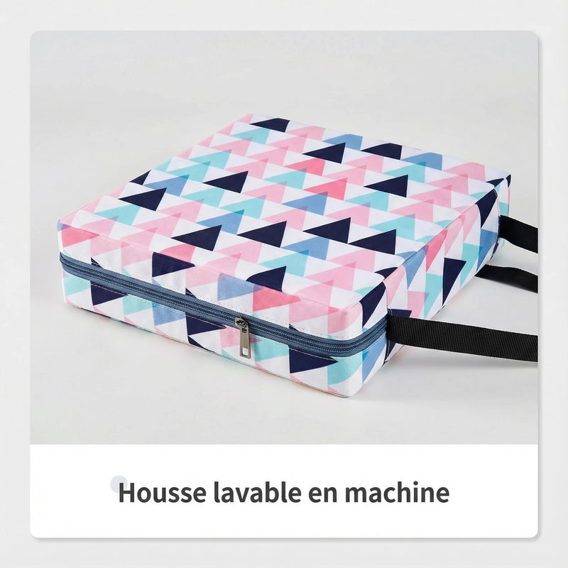 Coussin géométrique à sangles housse visible