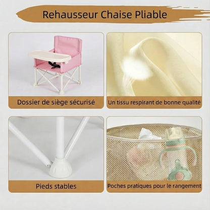 Infographie Caracteristiques Rehausseur Pliable Rose
