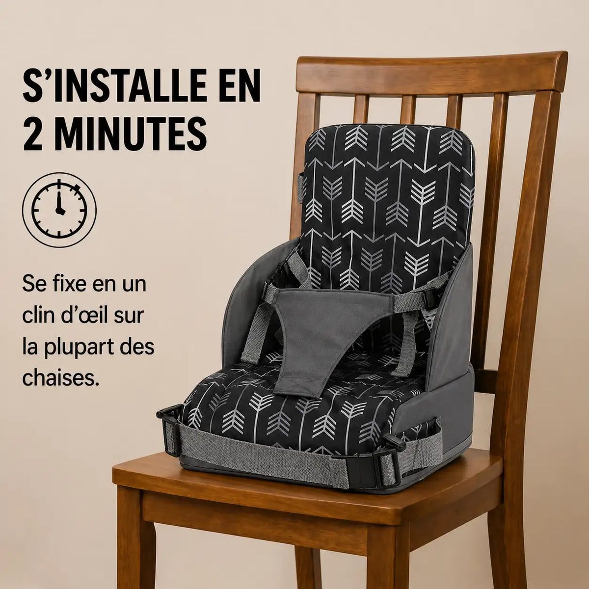 Rehausseur bébé flèche noir détail de la finition