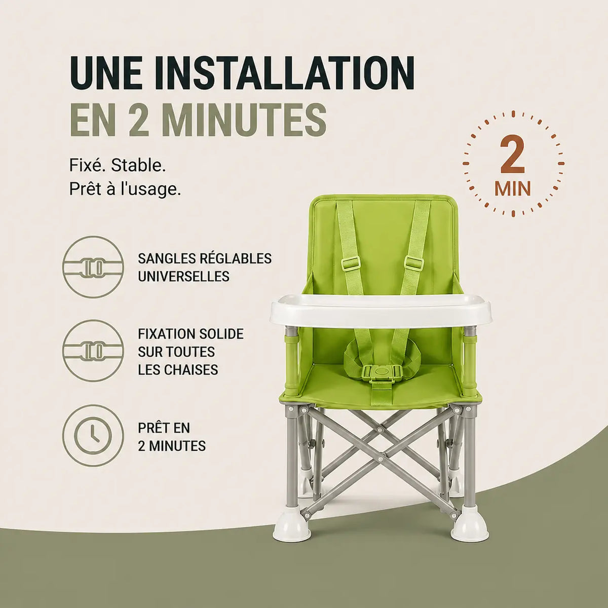 Rehausseur compact pliable vert détail de la finition