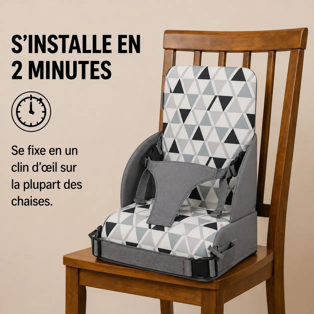 Rehausseur bébé triangle à sangles détail de la finition