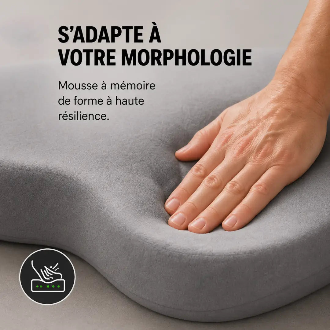 Coussin mémoire antidérapant argent détail de la finition
