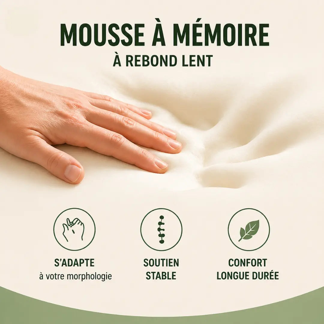 Coussin mémoire antidérapant marron détail mousse mémoire de forme