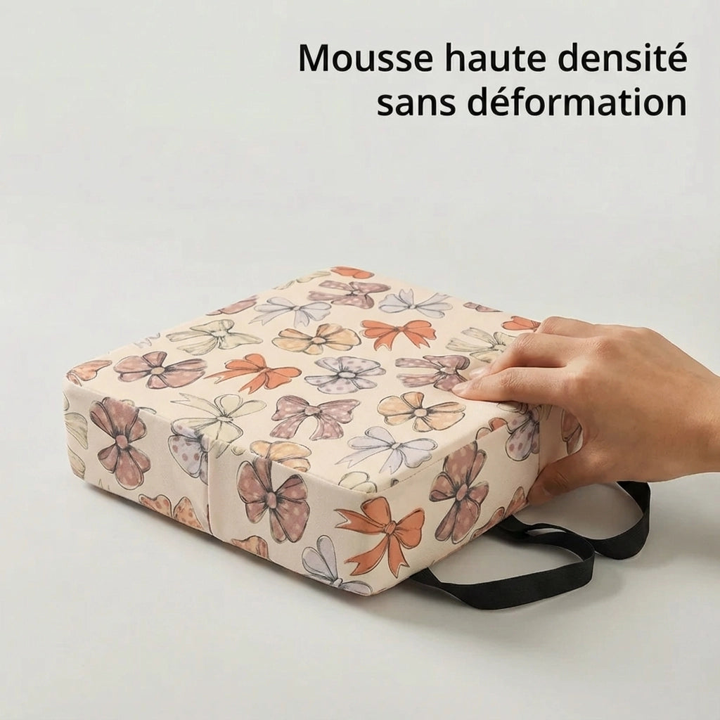 Coussin arc-en-ciel avec sangles détail de la mousse