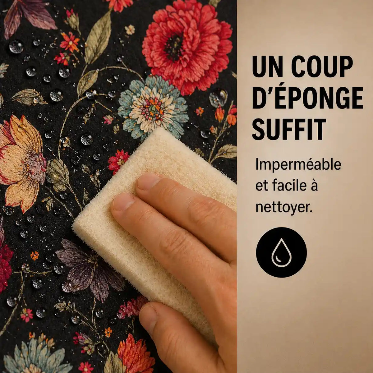 Rehausseur imperméable motif fleur vue rapprochée