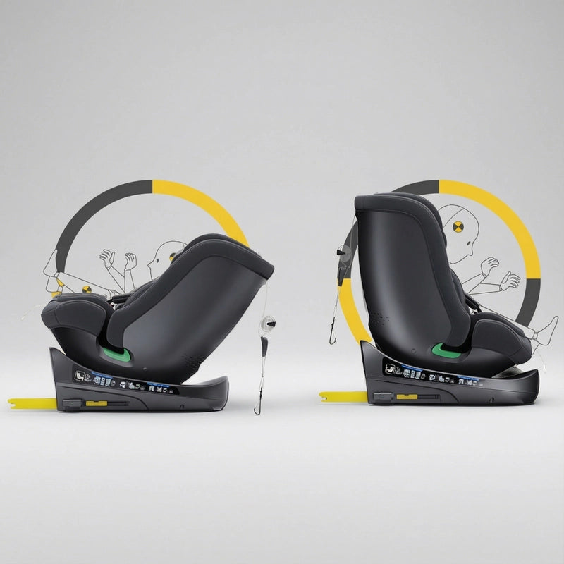 Siège auto pivotant i-Size noir avec dossier visible vue 3