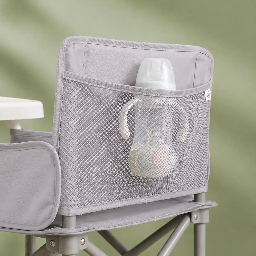 Rehausseur pliable transport gris vue arrière format pliable visible