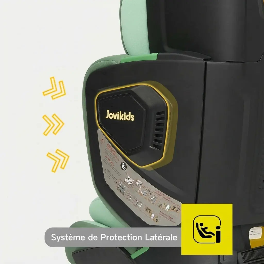 Rehausseur de Siège Auto avec Dossier Haut Vert (100–150 cm) détail du format