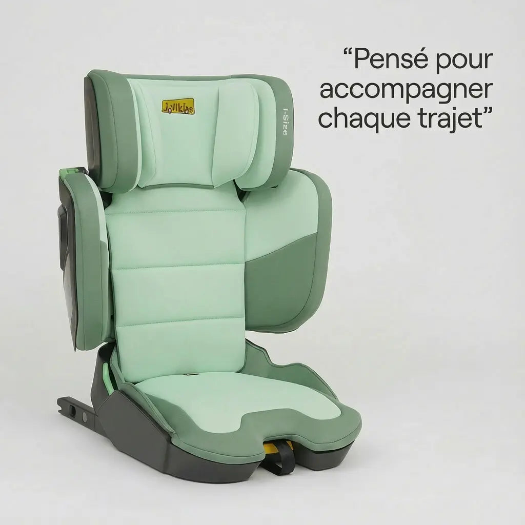 Rehausseur de Siège Auto avec Dossier Haut Vert (100–150 cm) vue secondaire