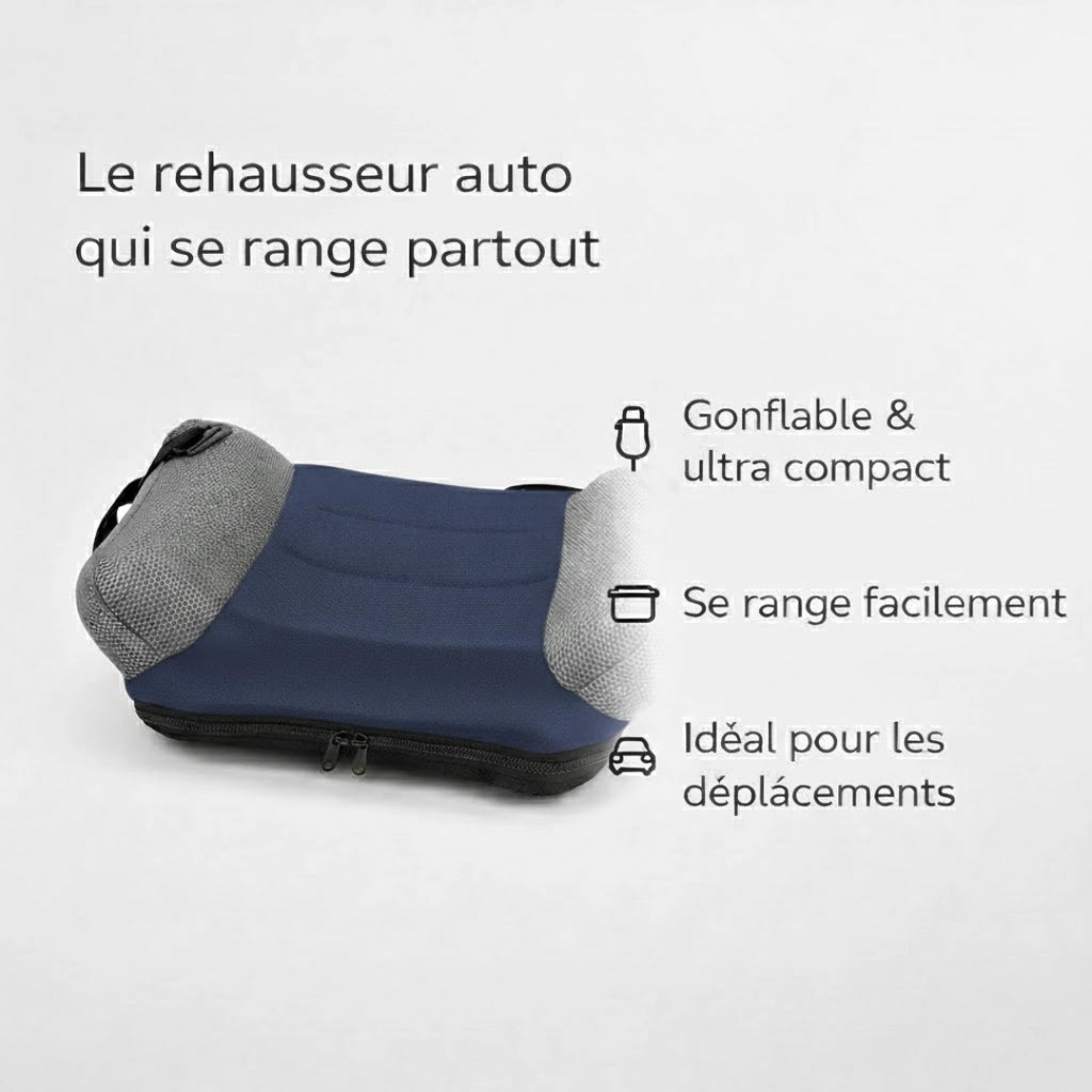 Rehausseur gonflable PVC bleu format gonflable visible infographie des points de confort