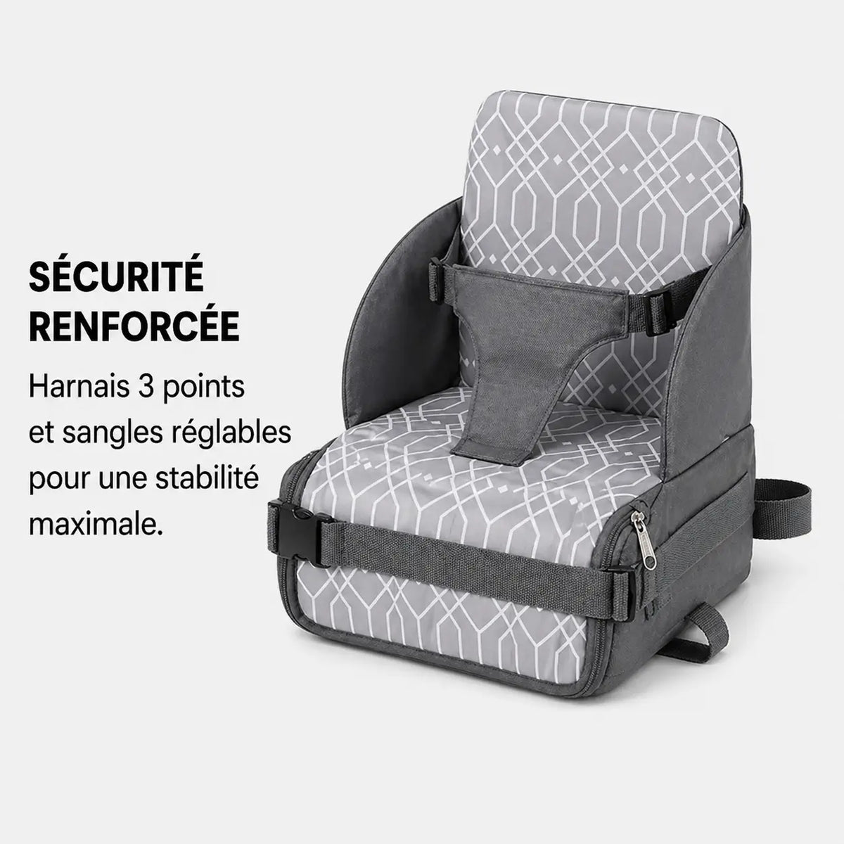 Rehausseur enfant rangement gris détail de la finition