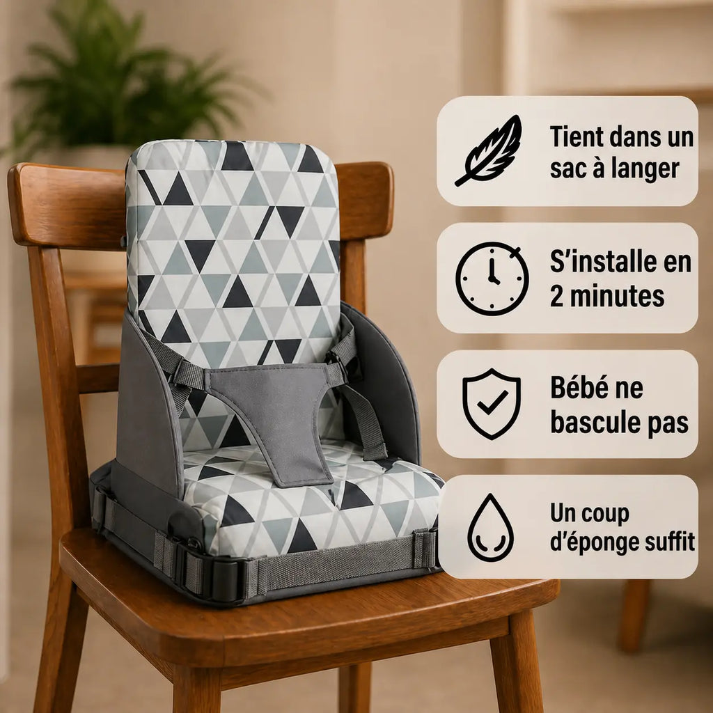 Rehausseur bébé triangle à sangles détail du format