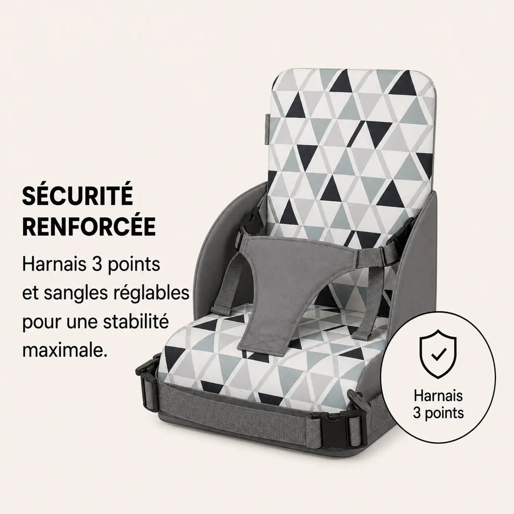 Rehausseur bébé triangle à sangles mise en situation d'usage