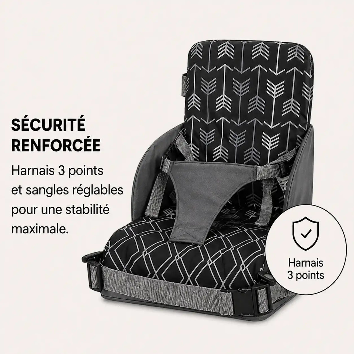Rehausseur bébé flèche noir mise en situation d'usage