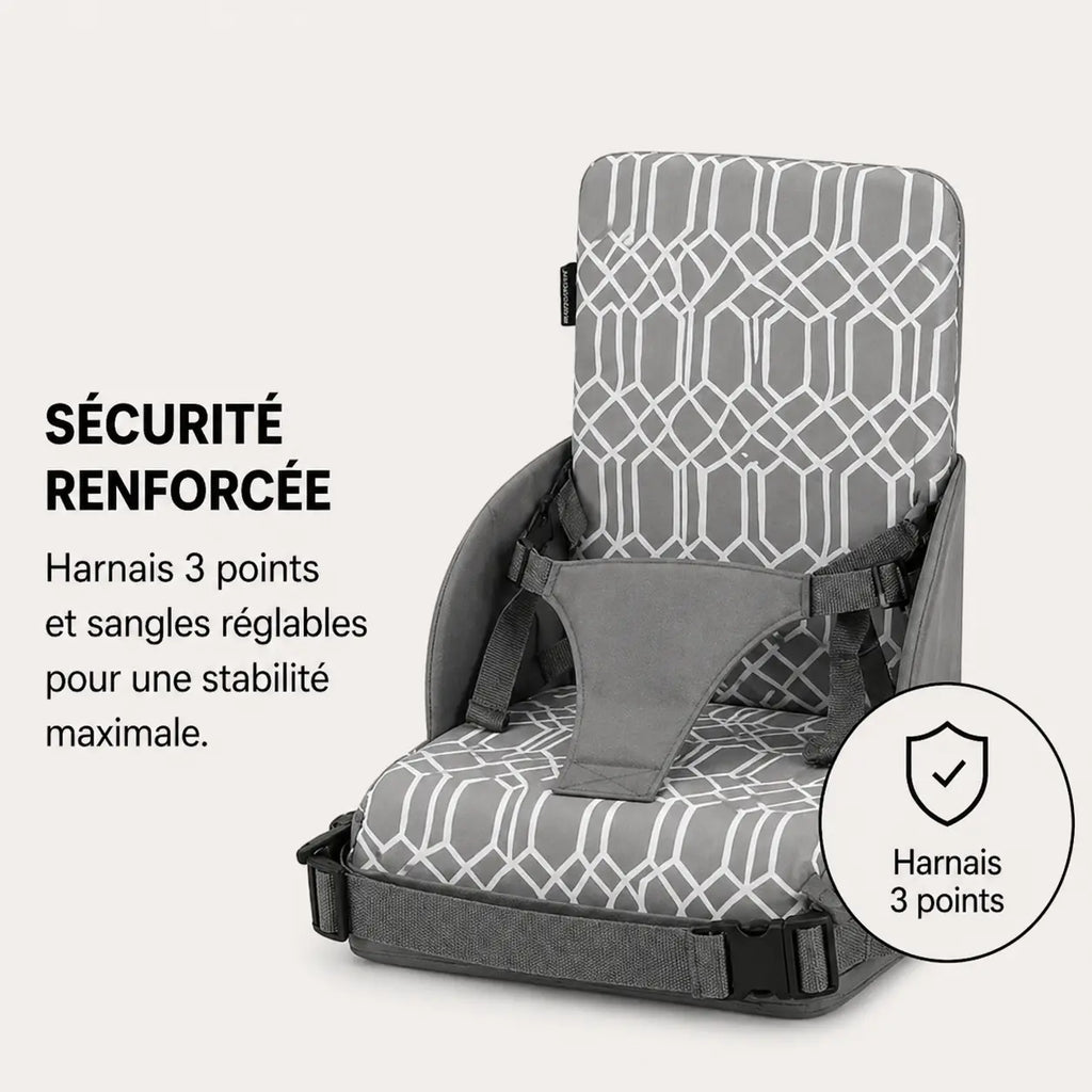 Rehausseur bébé grille grise mise en situation d'usage
