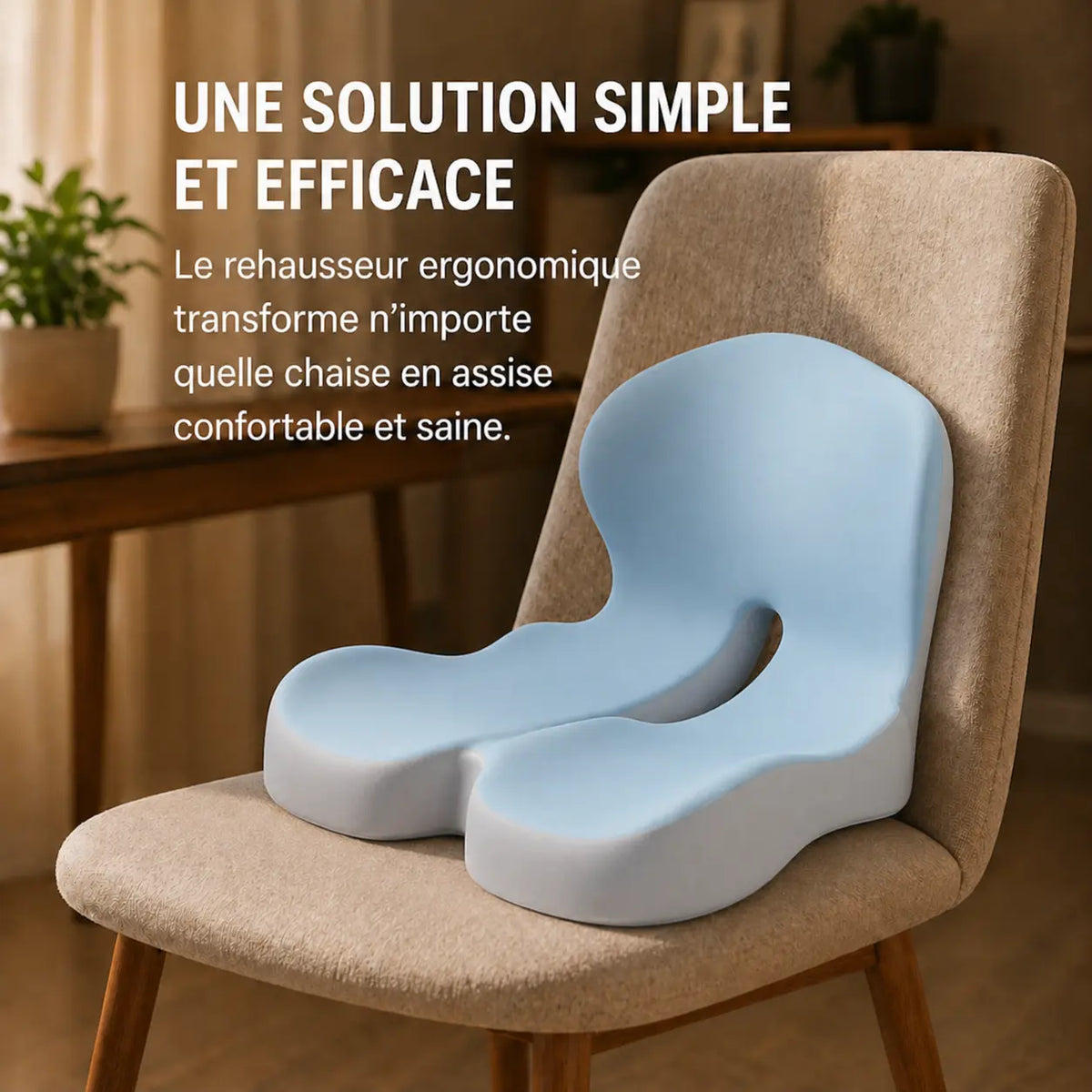 Coussin respirant coccyx bleu ciel mise en situation d'usage