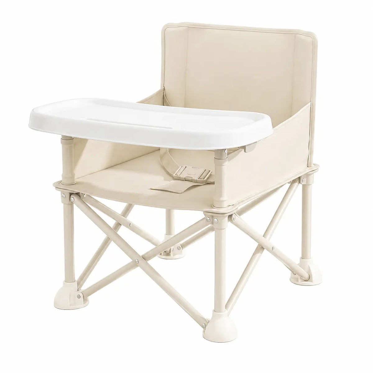 Rehausseur compact beige voyage sur fond blanc format pliable visible