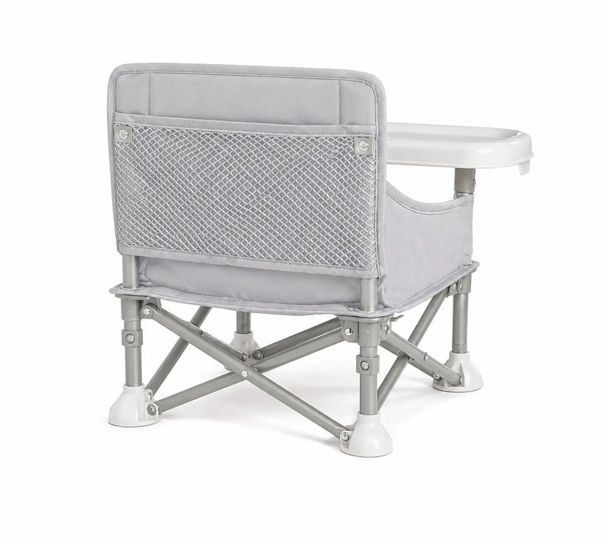 Rehausseur pliable transport gris sur fond blanc vue arrière