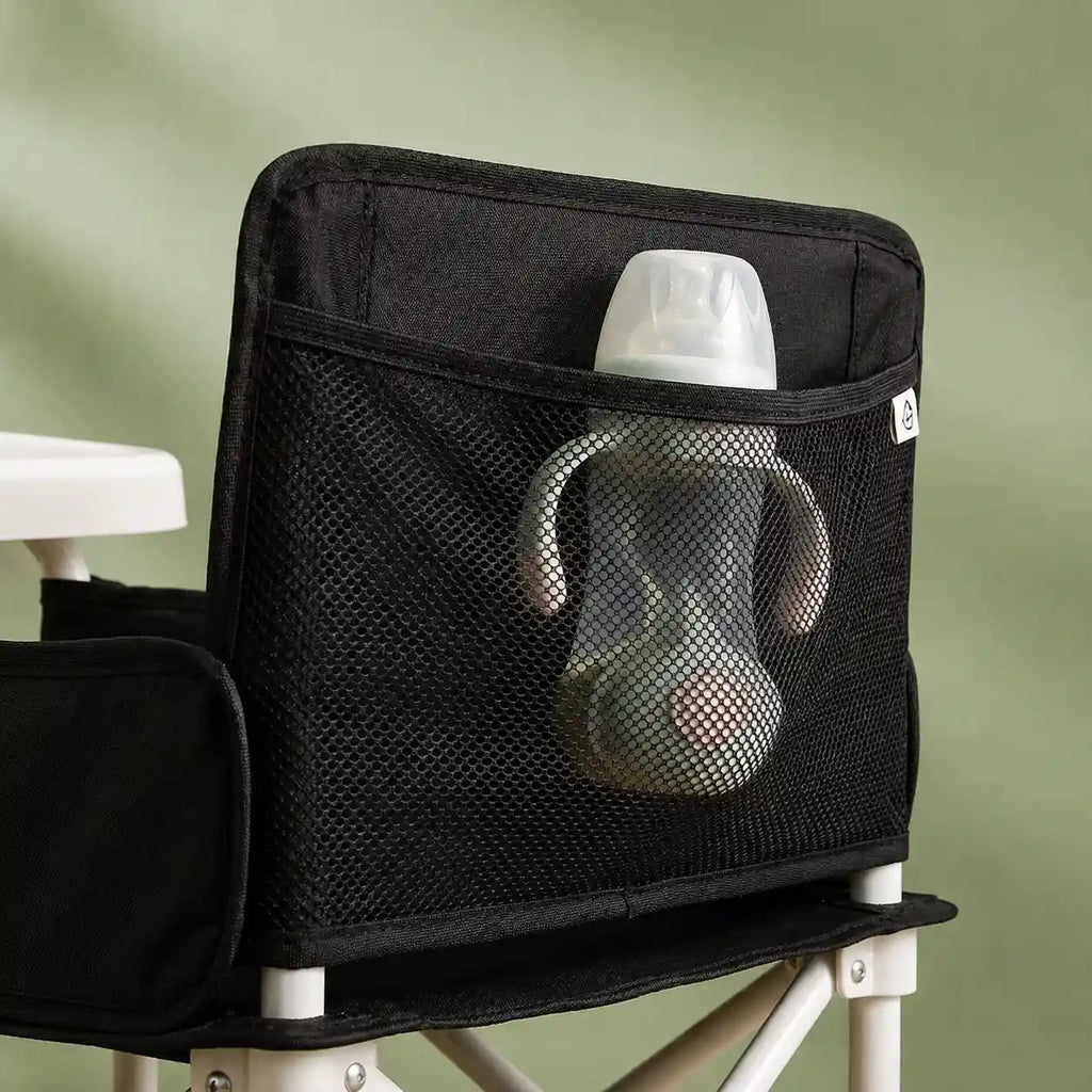 Rehausseur pliable compact noir vue arrière format pliable visible