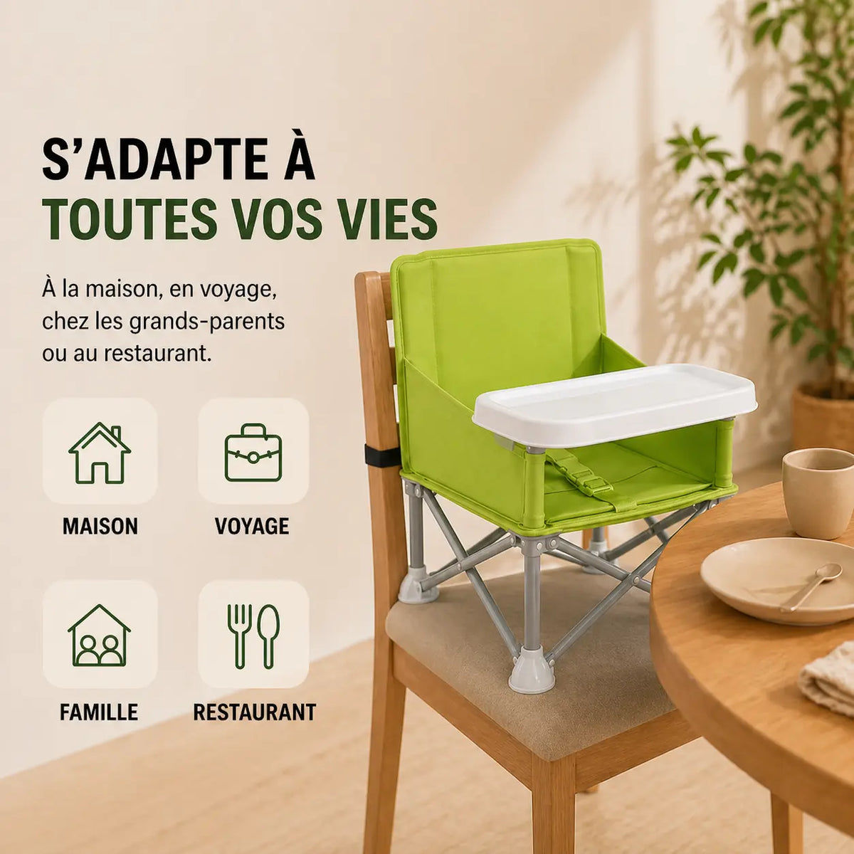 Rehausseur compact pliable vert format pliable visible vue 6