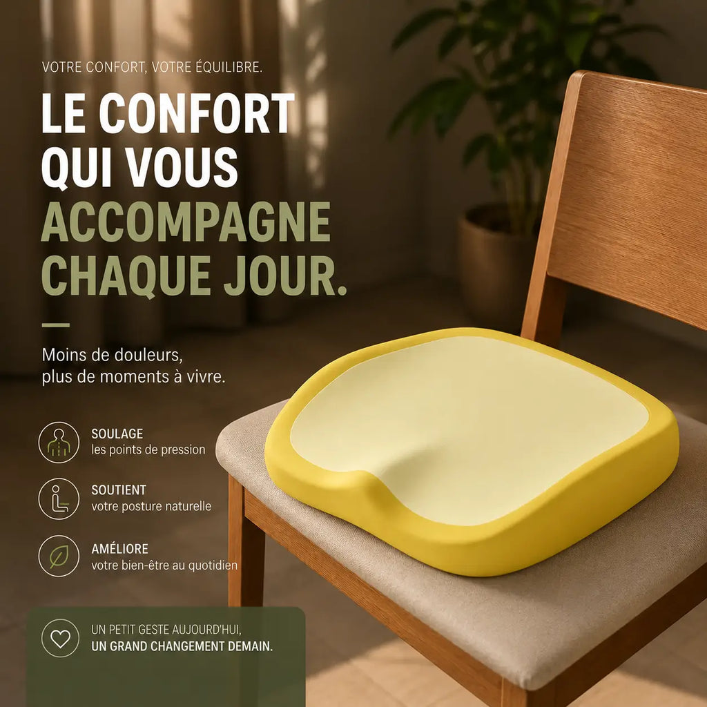 Coussin élévateur jaune lavable vue de côté