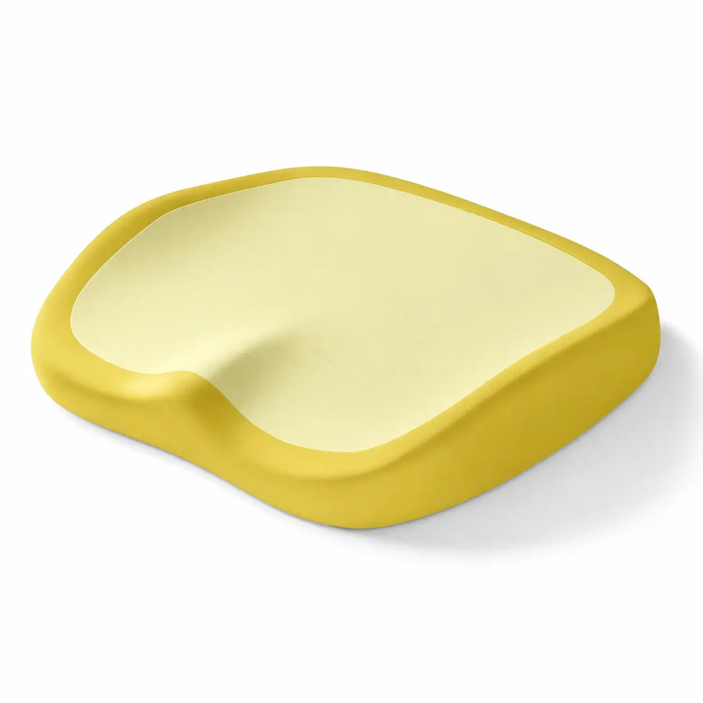 Coussin élévateur jaune lavable sur fond blanc