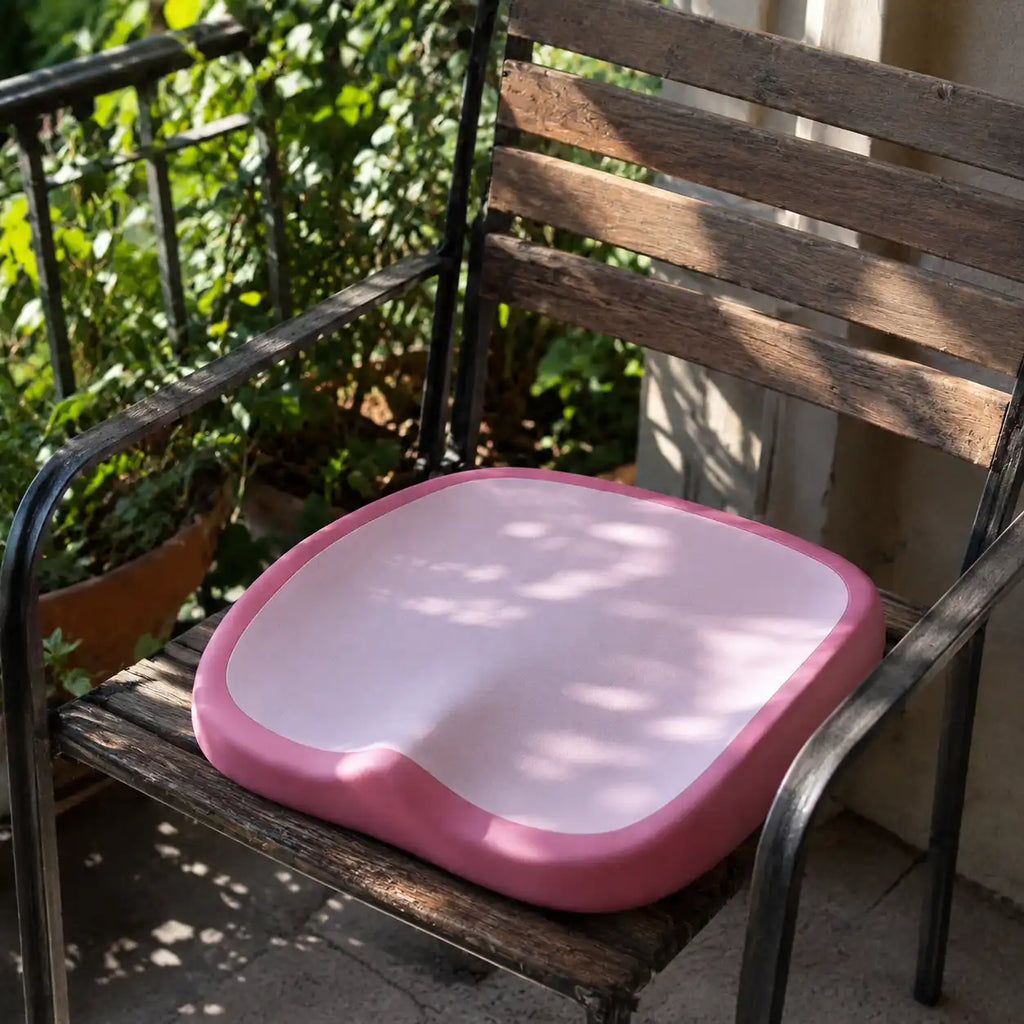 Coussin assise lecture rose détail du format