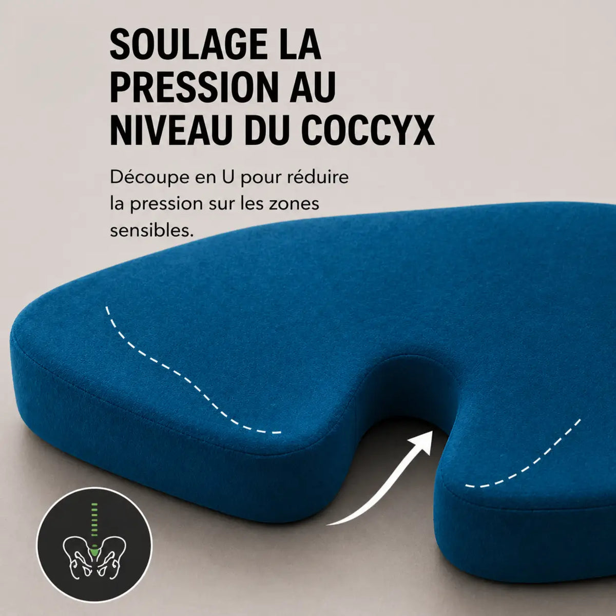 Coussin ergonomique forme U bleu avec forme en U