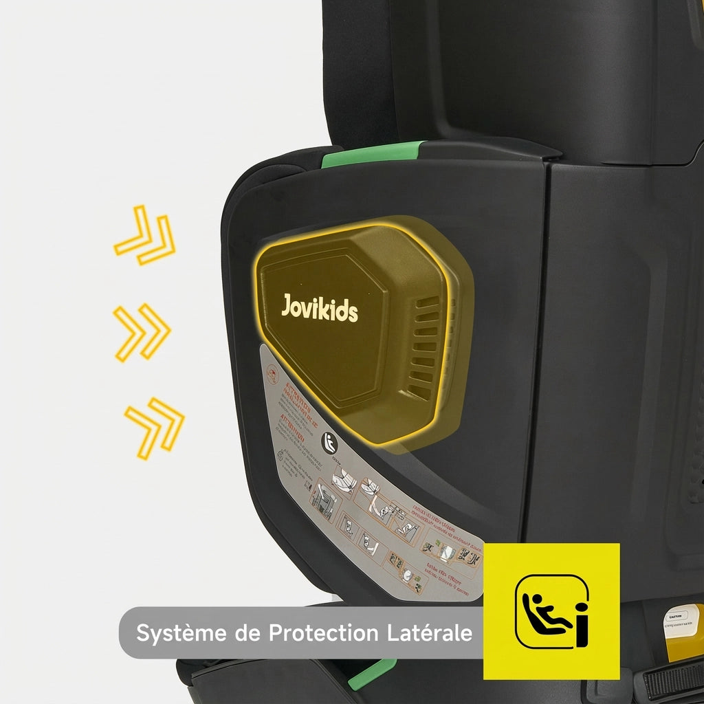 Rehausseur de Siège Auto avec Dossier Haut Noir (100–150 cm) avec dossier visible vue 3