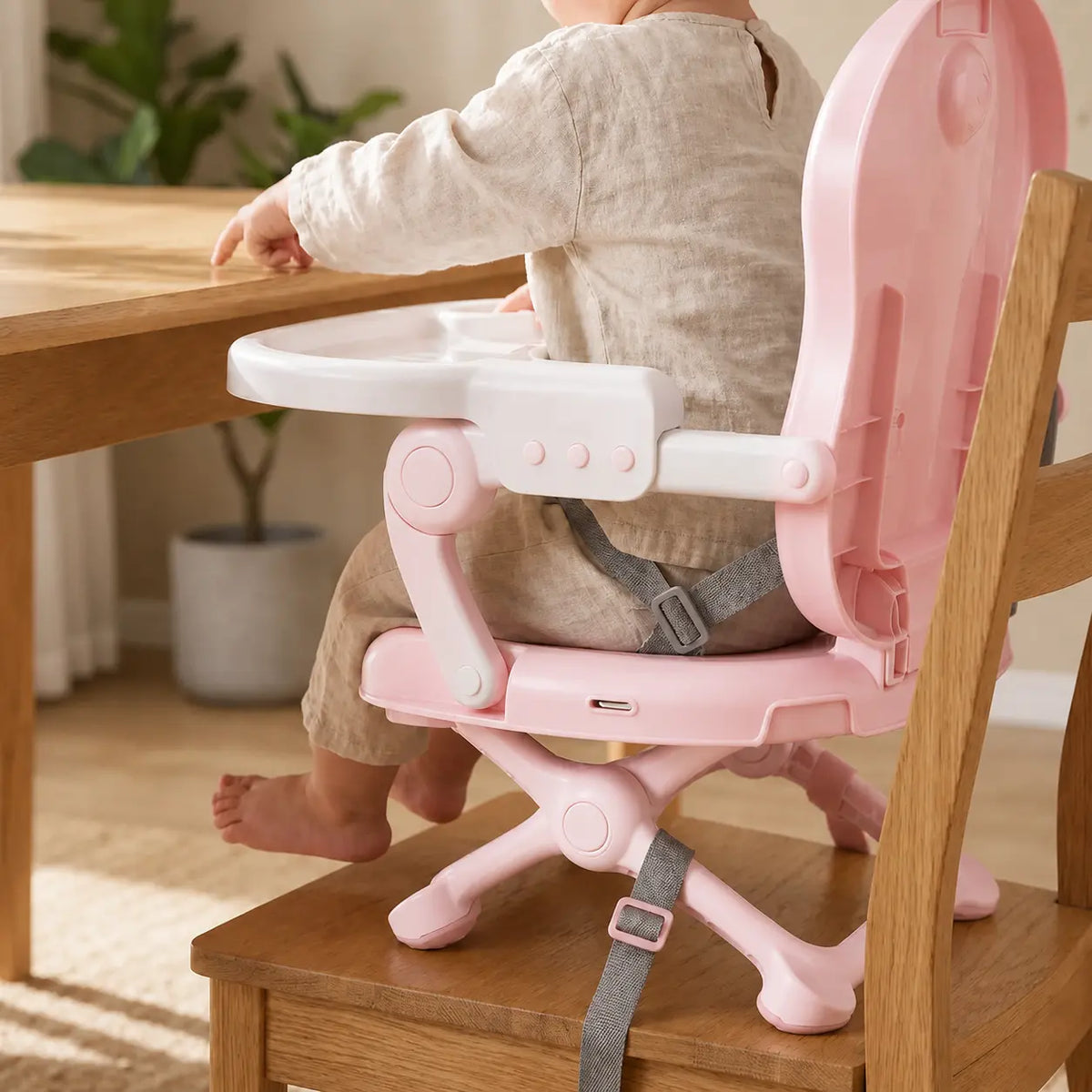 Rehausseur table transportable rose vue arrière format transportable visible vue 2