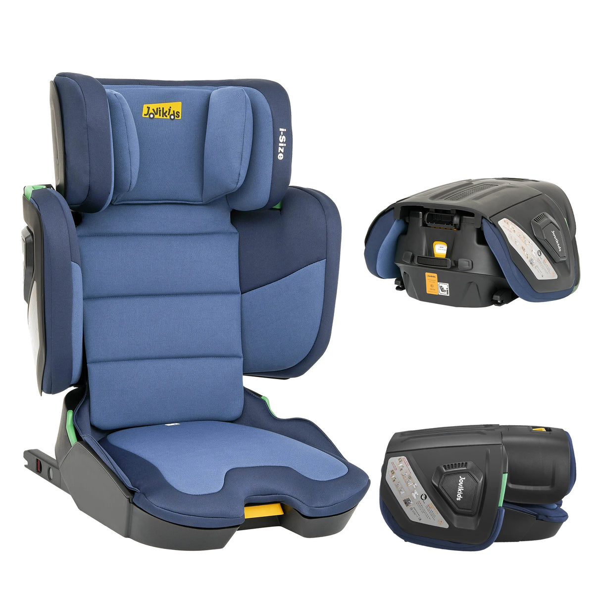 Rehausseur de Siège Auto avec Dossier Haut Bleu (100-150 cm) sur fond blanc