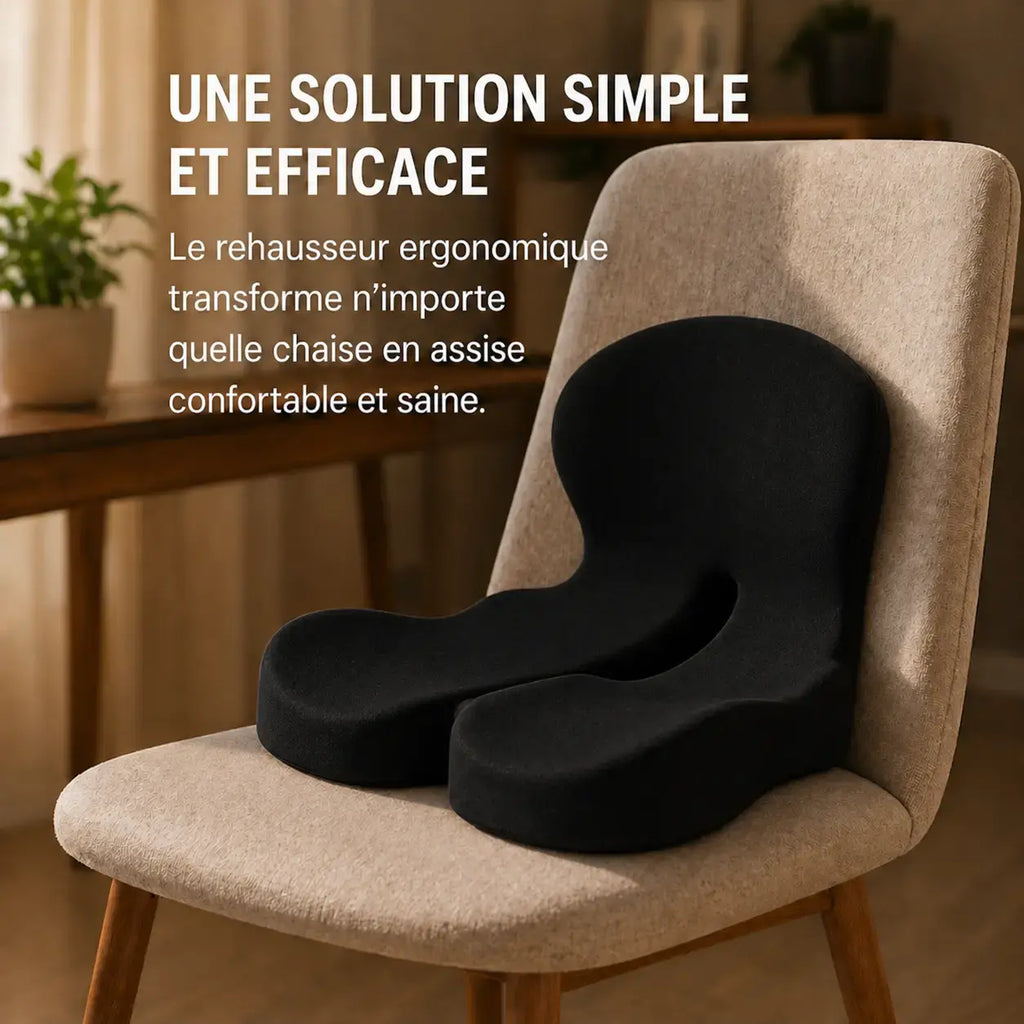 Coussin mémoire de forme coccyx noir mise en situation d'usage