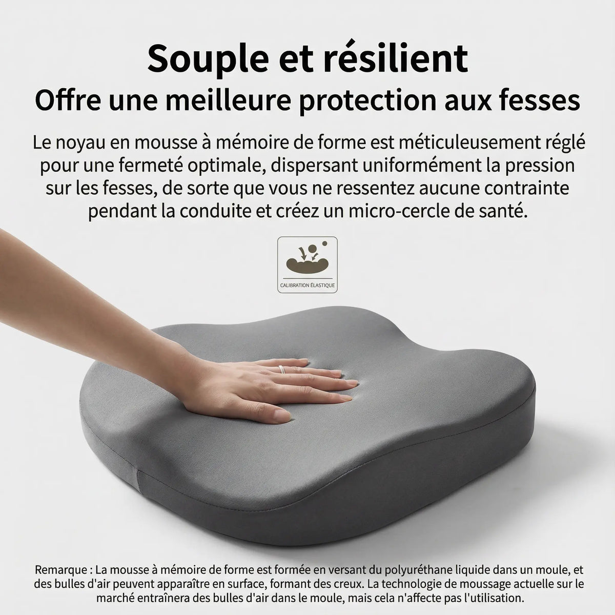 Coussin auto antidérapant gris détail de la résilience
