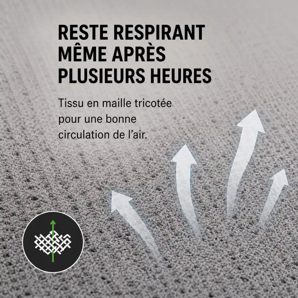 Coussin respirant coccyx bleu ciel détail du tissu respirant