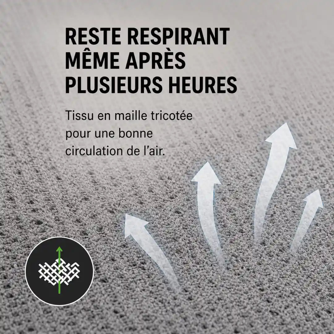 Coussin respirant coccyx bleu ciel détail du tissu respirant