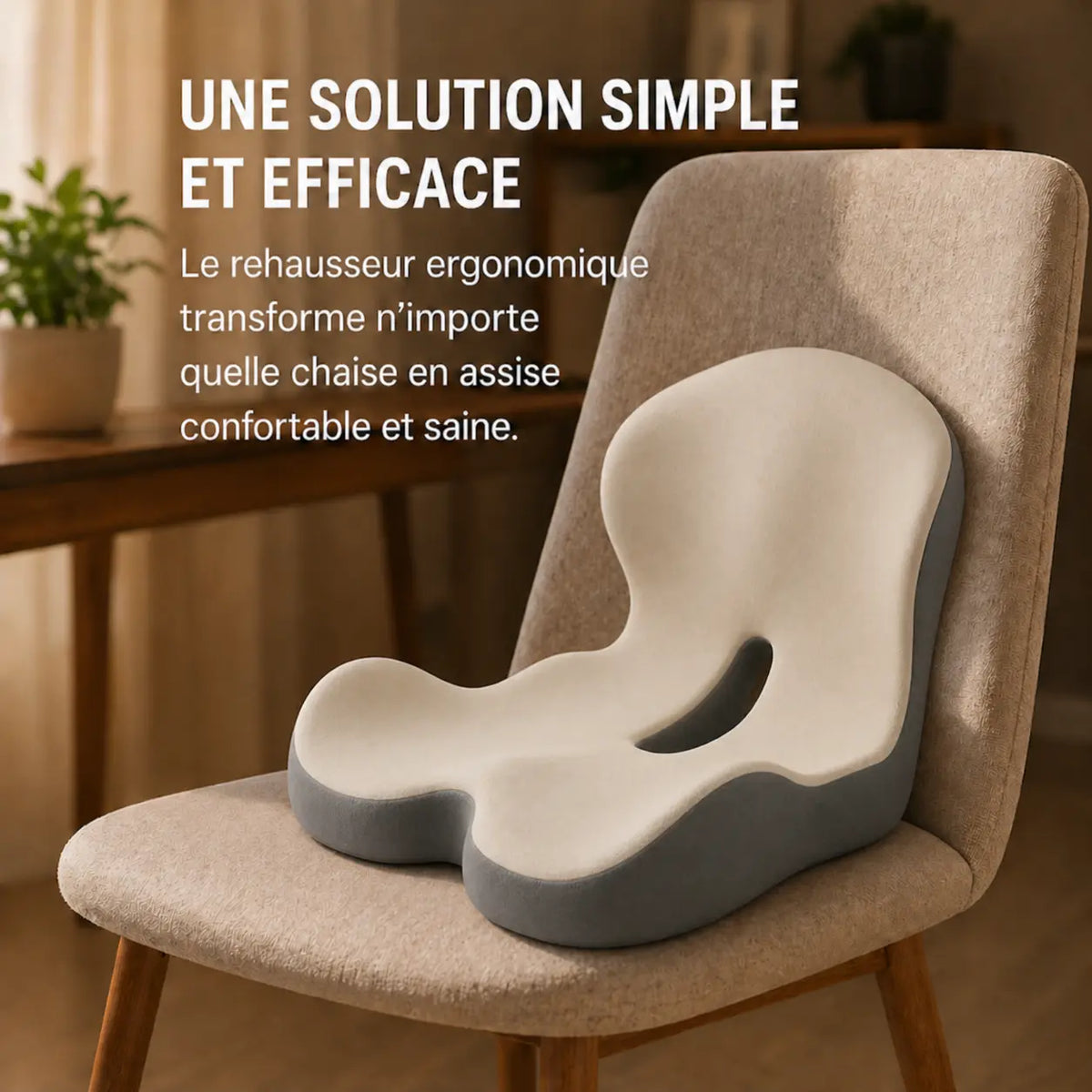 Coussin haute densité gris beige mise en situation d'usage